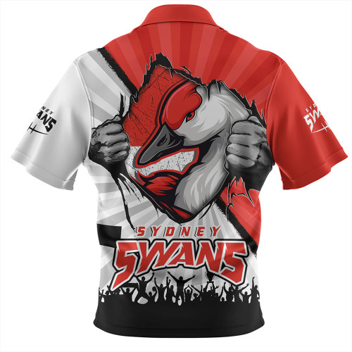 Sydney Swans Hawaiian Shirt Breaking Through Fan Design Sydney Swans Hawaiian Shirt Breaking Through Fan Design