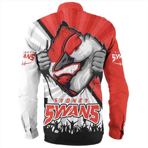 Sydney Swans Long Sleeve Shirt Breaking Through Fan Design Sydney Swans Long Sleeve Shirt Breaking Through Fan Design