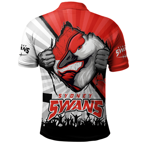 Sydney Swans Polo Shirt Breaking Through Fan Design Sydney Swans Polo Shirt Breaking Through Fan Design