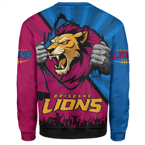 Brisbane Lions Sweatshirt Breaking Through Fan Design Brisbane Lions Sweatshirt Breaking Through Fan Design