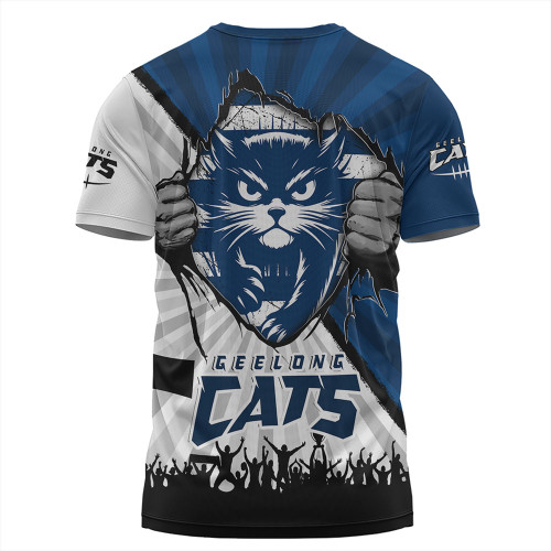 Geelong Cats T-Shirt Breaking Through Fan Design Geelong Cats T-Shirt Breaking Through Fan Design