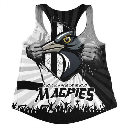 Collingwood Women Racerback Singlet Breaking Through Fan Design Collingwood Women Racerback Singlet Breaking Through Fan Design