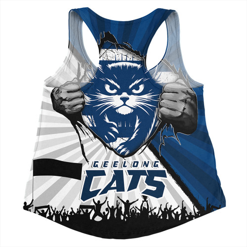 Geelong Cats Women Racerback Singlet Breaking Through Fan Design Geelong Cats Women Racerback Singlet Breaking Through Fan Design