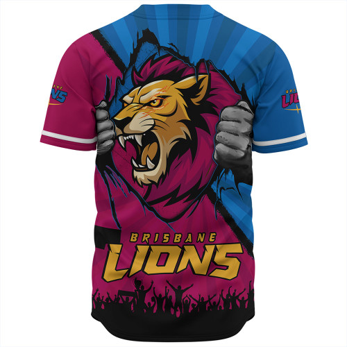 Brisbane Lions Baseball Shirt Breaking Through Fan Design Brisbane Lions Baseball Shirt Breaking Through Fan Design