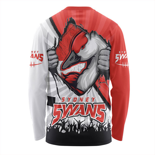 Sydney Swans Long Sleeve T-shirt Breaking Through Fan Design Sydney Swans Long Sleeve T-shirt Breaking Through Fan Design
