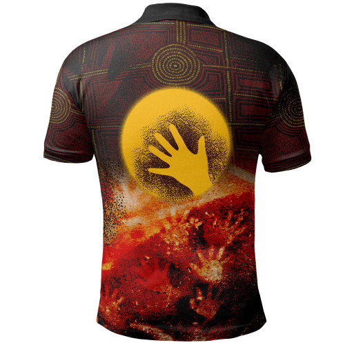 Australia Aboriginal Polo Shirt - Indigenous Flag Hand Art
