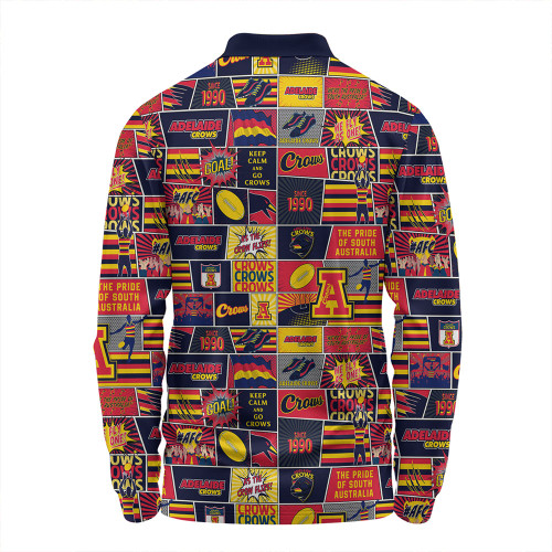 Adelaide Crows Long Sleeve Polo Shirt Legacy Of The Pride Comic Style Adelaide Crows Long Sleeve Polo Shirt Legacy Of The Pride Comic Style