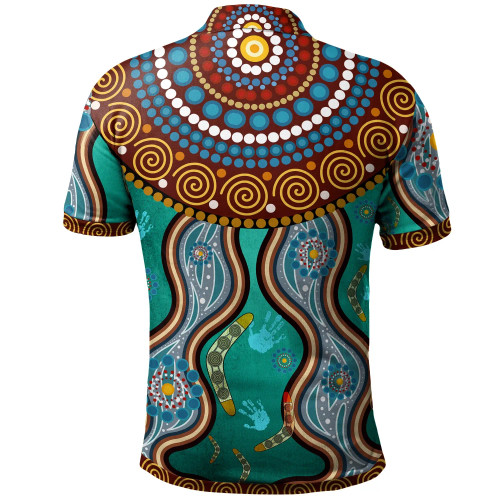 Australia Aboriginal Polo Shirt - Bomerang With Dot Painting