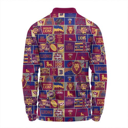 Brisbane Lions Long Sleeve Polo Shirt Legacy Of The Pride Comic Style