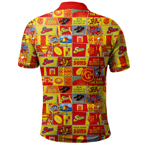 Gold Coast SUNS Polo Shirt Legacy Of The Pride Comic Style Gold Coast SUNS Polo Shirt Legacy Of The Pride Comic Style