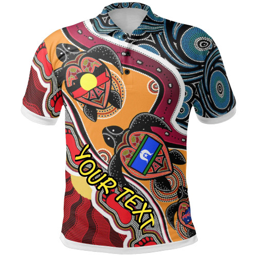[Custom] Australia Polo Shirt - Australia Aboriginal Dots With Turtle and NAIDOC Flags