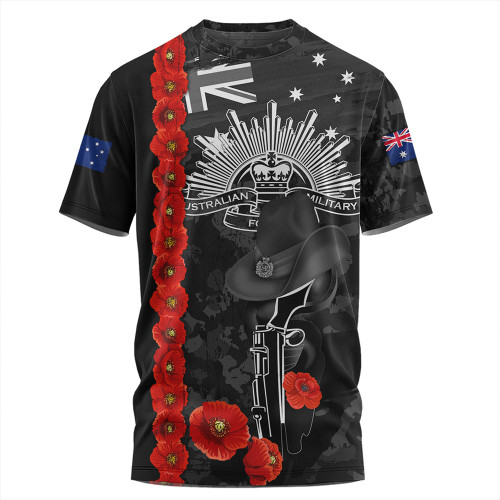 Australia T-Shirt Poppy Line Anzac Memorial Australia T-Shirt Poppy Line Anzac Memorial