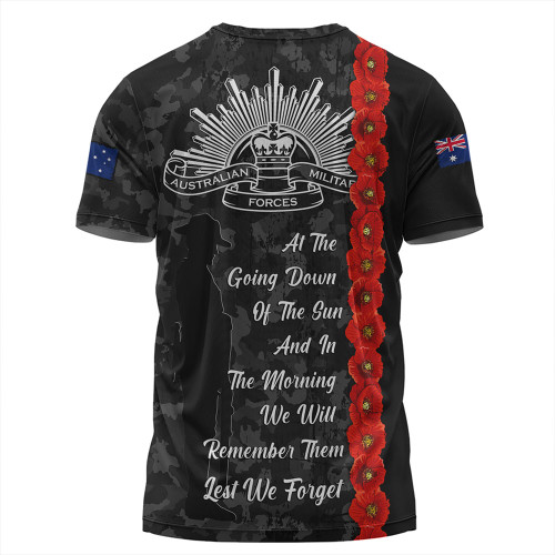 Australia T-Shirt Poppy Line Anzac Memorial Australia T-Shirt Poppy Line Anzac Memorial