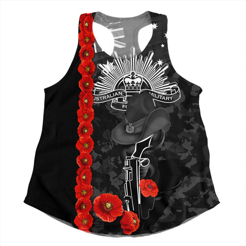 Australia Women Racerback Singlet Poppy Line Anzac Memorial