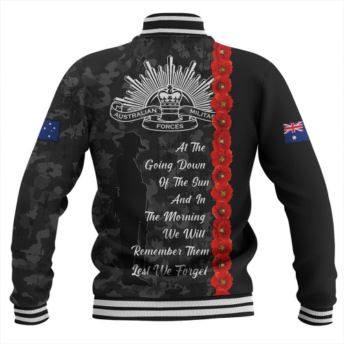 Australia Baseball Jacket Poppy Line Anzac Memorial