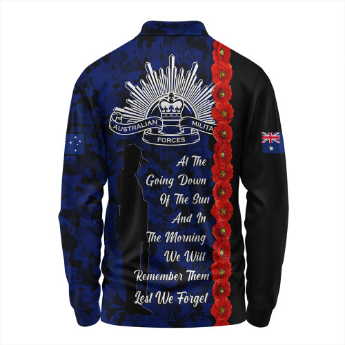 Australia Long Sleeve Polo Shirt Poppy Line Anzac Memorial Australia Long Sleeve Polo Shirt Poppy Line Anzac Memorial