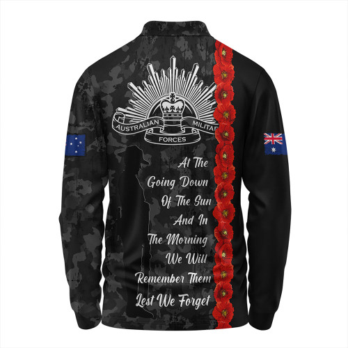 Australia Long Sleeve Polo Shirt Poppy Line Anzac Memorial Australia Long Sleeve Polo Shirt Poppy Line Anzac Memorial