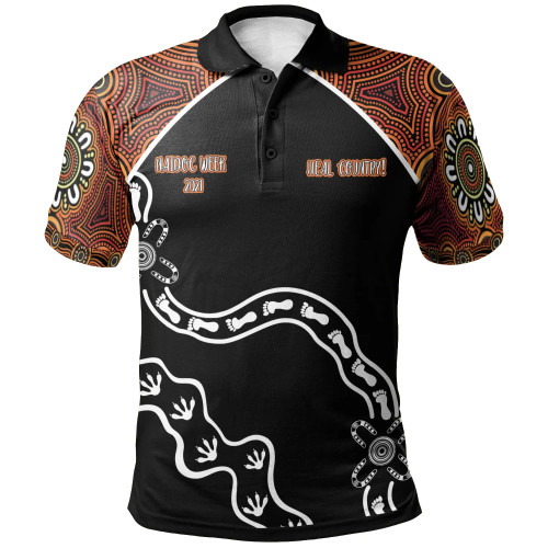 Australia Naidoc Week 2021 Polo Shirt - Aboriginal Footprint White Style