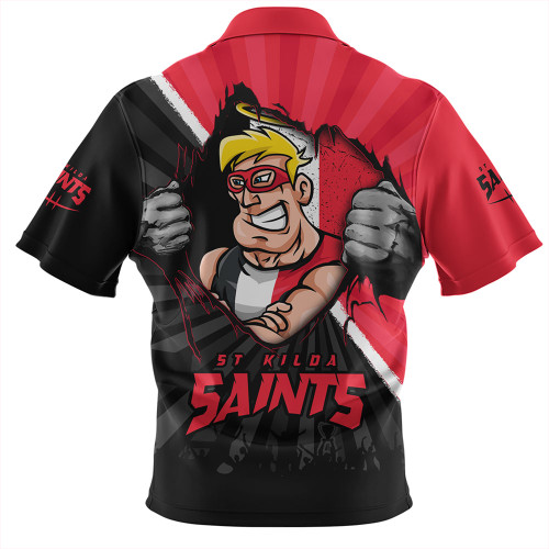 St Kilda Hawaiian Shirt Breaking Through Fan Design St Kilda Hawaiian Shirt Breaking Through Fan Design