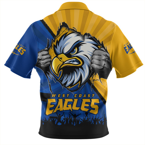 West Coast Eagles Hawaiian Shirt Breaking Through Fan Design West Coast Eagles Hawaiian Shirt Breaking Through Fan Design