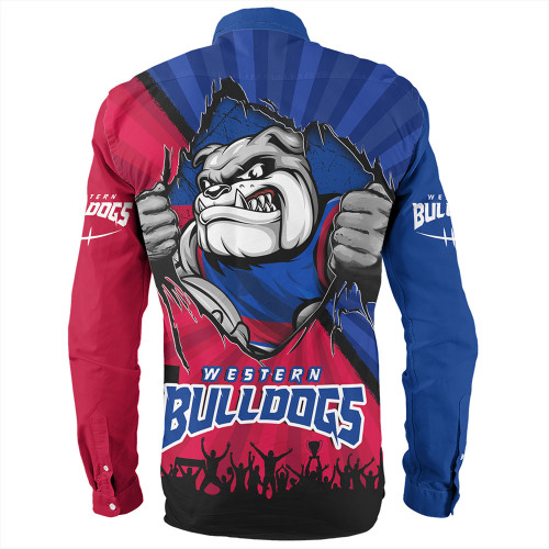 Western Bulldogs Long Sleeve Shirt Breaking Through Fan Design Western Bulldogs Long Sleeve Shirt Breaking Through Fan Design