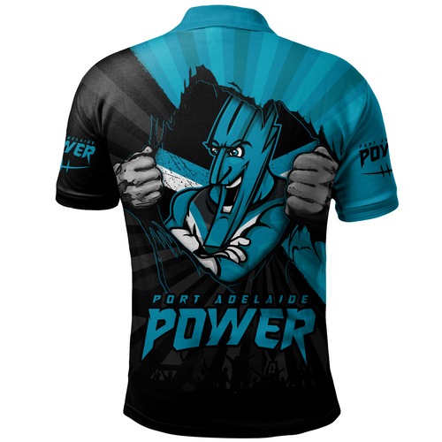 Port Adelaide Polo Shirt Breaking Through Fan Design Port Adelaide Polo Shirt Breaking Through Fan Design