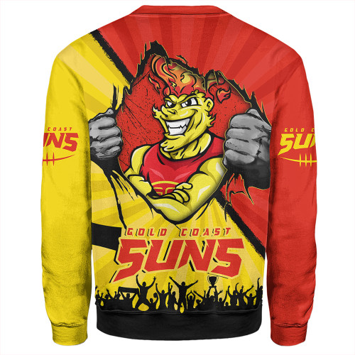 Gold Coast SUNS Sweatshirt Breaking Through Fan Design Gold Coast SUNS Sweatshirt Breaking Through Fan Design