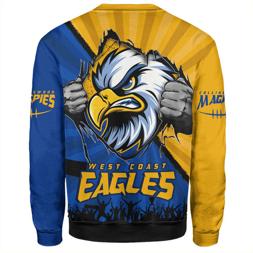 West Coast Eagles Sweatshirt Breaking Through Fan Design West Coast Eagles Sweatshirt Breaking Through Fan Design