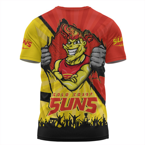 Gold Coast SUNS T-Shirt Breaking Through Fan Design Gold Coast SUNS T-Shirt Breaking Through Fan Design
