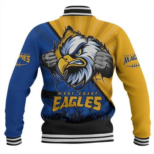 West Coast Eagles Baseball Jacket Breaking Through Fan Design West Coast Eagles Baseball Jacket Breaking Through Fan Design