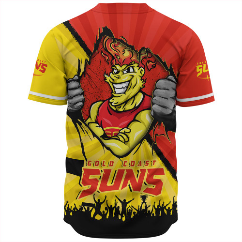 Gold Coast SUNS Baseball Shirt Breaking Through Fan Design Gold Coast SUNS Baseball Shirt Breaking Through Fan Design