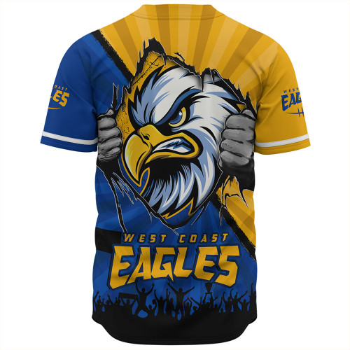 West Coast Eagles Baseball Shirt Breaking Through Fan Design West Coast Eagles Baseball Shirt Breaking Through Fan Design