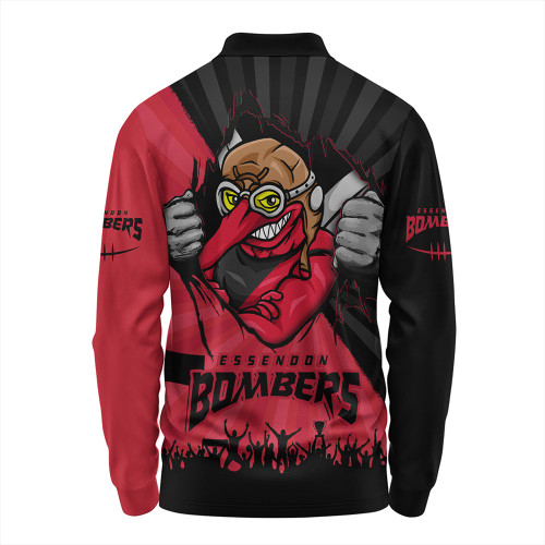 Essendon Long Sleeve Polo Shirt Breaking Through Fan Design Essendon Long Sleeve Polo Shirt Breaking Through Fan Design