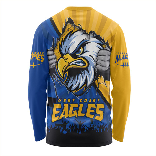 West Coast Eagles Long Sleeve T-shirt Breaking Through Fan Design