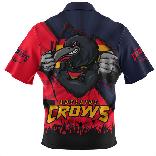 Adelaide Crows Zip Polo Shirt Breaking Through Fan Design Adelaide Crows Zip Polo Shirt Breaking Through Fan Design