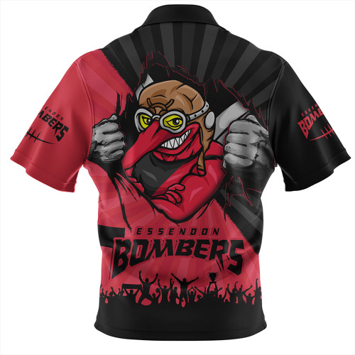 Essendon Zip Polo Shirt Breaking Through Fan Design Essendon Zip Polo Shirt Breaking Through Fan Design