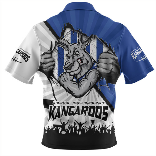 North Melbourne Zip Polo Shirt Breaking Through Fan Design