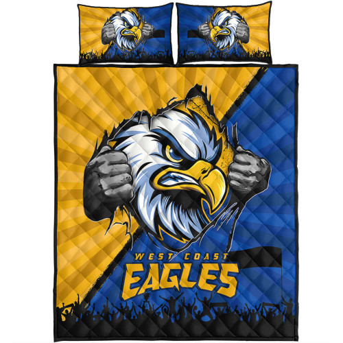 West Coast Eagles Quilt Bed Set Breaking Through Fan Design West Coast Eagles Quilt Bed Set Breaking Through Fan Design