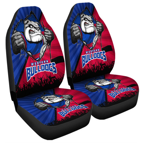 Western Bulldogs Car Seat Cover Breaking Through Fan Design