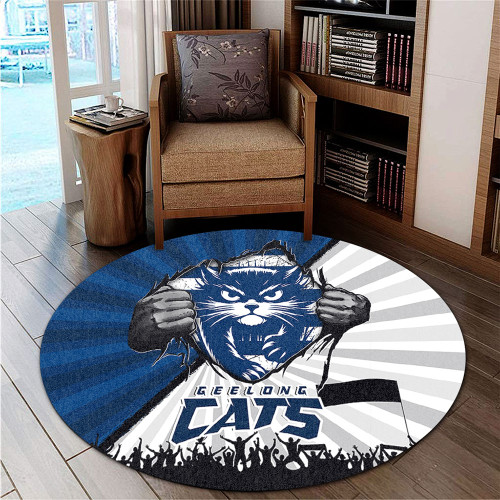 Geelong Cats Round Rug Breaking Through Fan Design