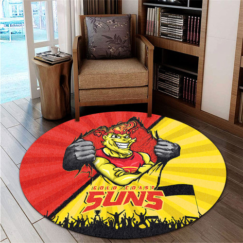 Gold Coast SUNS Round Rug Breaking Through Fan Design Gold Coast SUNS Round Rug Breaking Through Fan Design