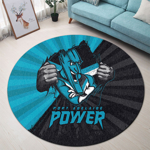 Port Adelaide Round Rug Breaking Through Fan Design