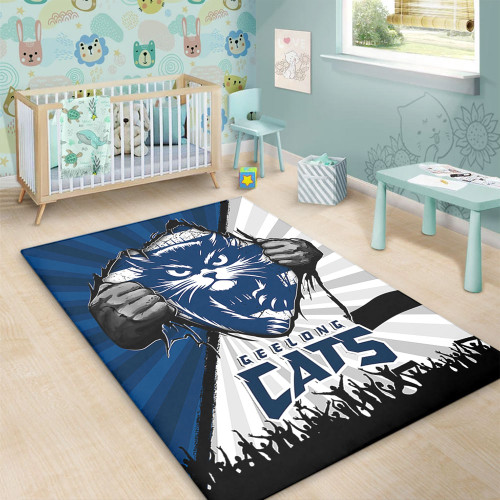 Geelong Cats Area Rug Breaking Through Fan Design Geelong Cats Area Rug Breaking Through Fan Design
