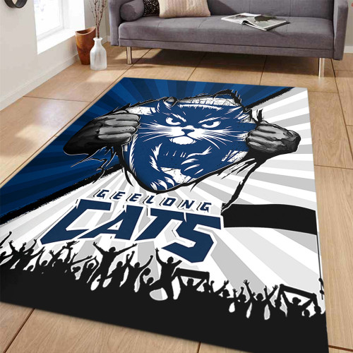 Geelong Cats Area Rug Breaking Through Fan Design Geelong Cats Area Rug Breaking Through Fan Design