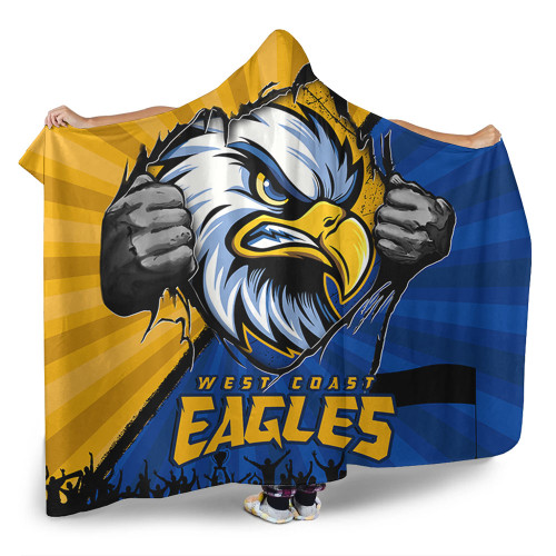 West Coast Eagles Hooded Blanket Breaking Through Fan Design West Coast Eagles Hooded Blanket Breaking Through Fan Design