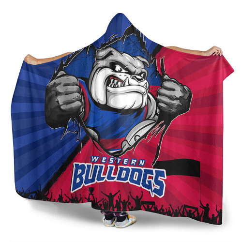 Western Bulldogs Hooded Blanket Breaking Through Fan Design Western Bulldogs Hooded Blanket Breaking Through Fan Design