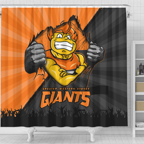 GWS GIANTS Shower Curtain Breaking Through Fan Design GWS GIANTS Shower Curtain Breaking Through Fan Design