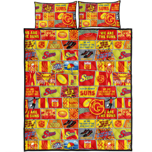 Gold Coast SUNS Quilt Bed Set Legacy Of The Pride Comic Style