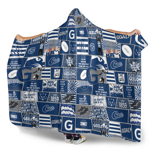 Geelong Cats Hooded Blanket Legacy Of The Pride Comic Style