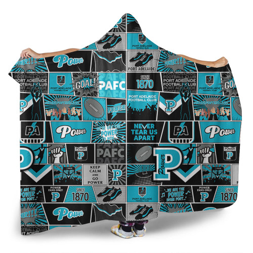 Port Adelaide Hooded Blanket Legacy Of The Pride Comic Style Port Adelaide Hooded Blanket Legacy Of The Pride Comic Style